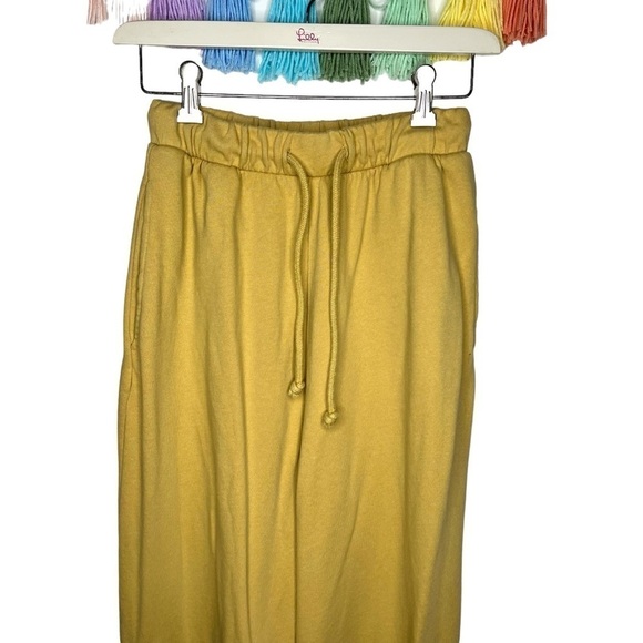 Zara Cargo Green Sheen Wide Leg High Waisted Plush Cotton Sweatpants Small - Picture 2 of 16